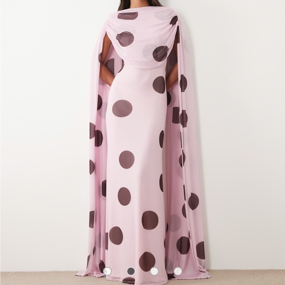 ASOS Dresses & Skirts - ASOS Elegant Pink Polka Dot Cape Dress